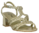 Sandalia tacón cuadrado trenzada dorada